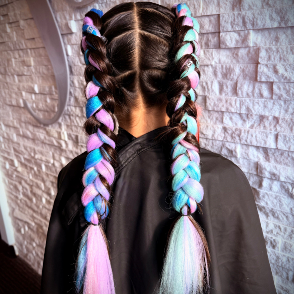 Braids With Colorful Extensions at VIRGINIA MALDONADO HAIRSTYLIST LLC in Stuart, FL