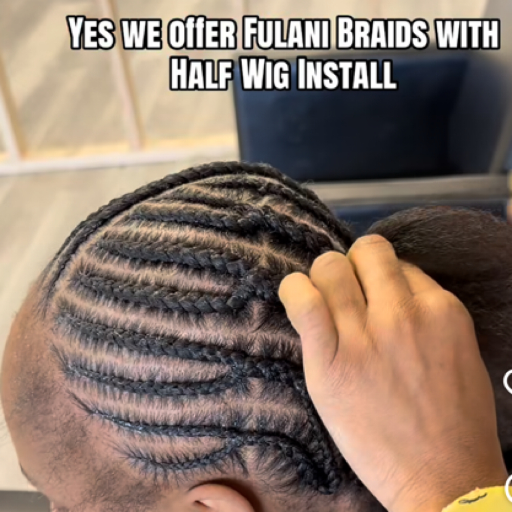 FULANI BRAIDS & Select HALF WIG at Afrokreyol luxury Braids, k Tips, weave & locs salon in Plantation, FL