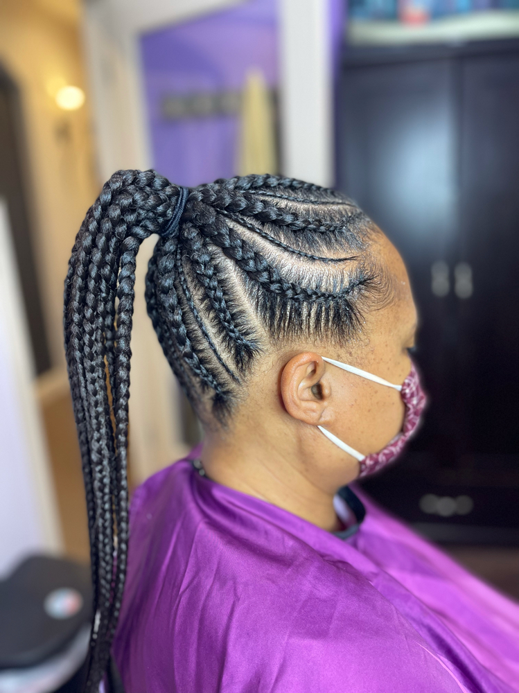Large Feed In Ponytail/Cornrow