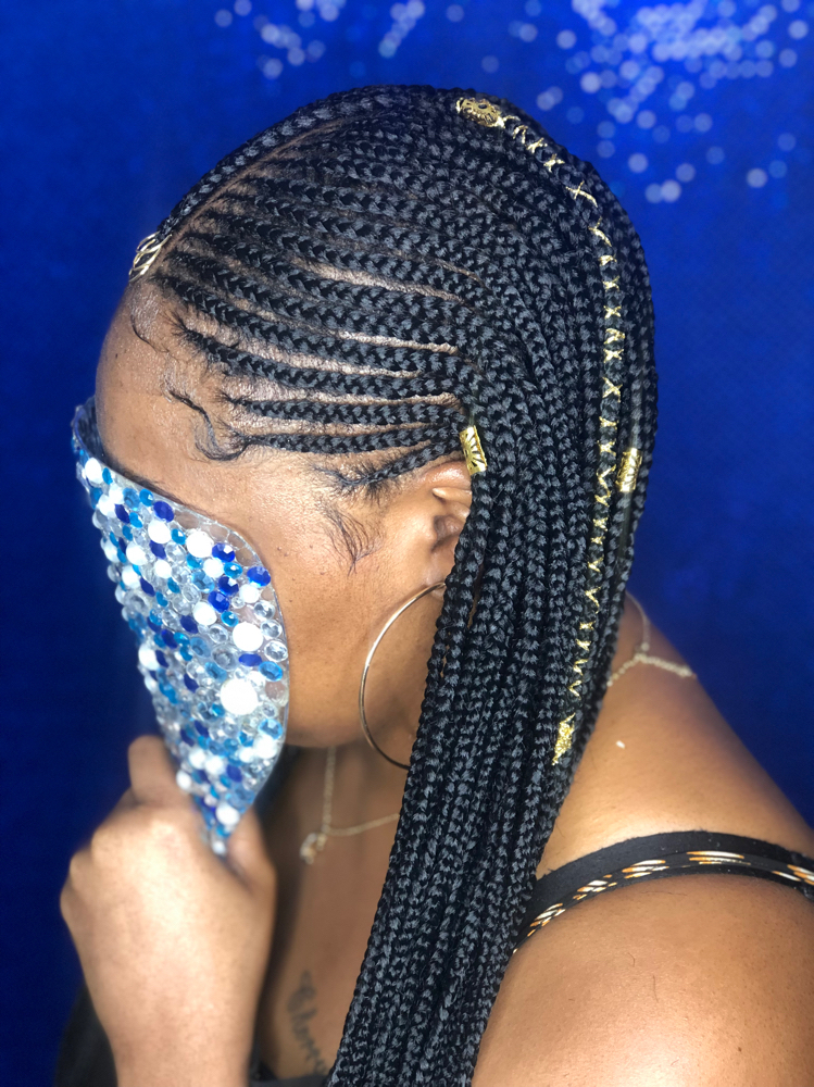 Blue Fulani Braids With Beads