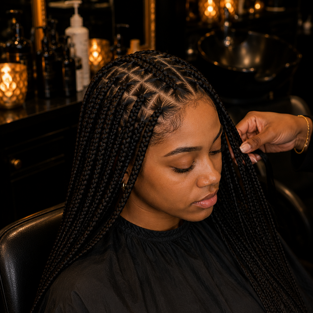 Natural Hair Box Braids at Trinity Lux Co in savannah, GA