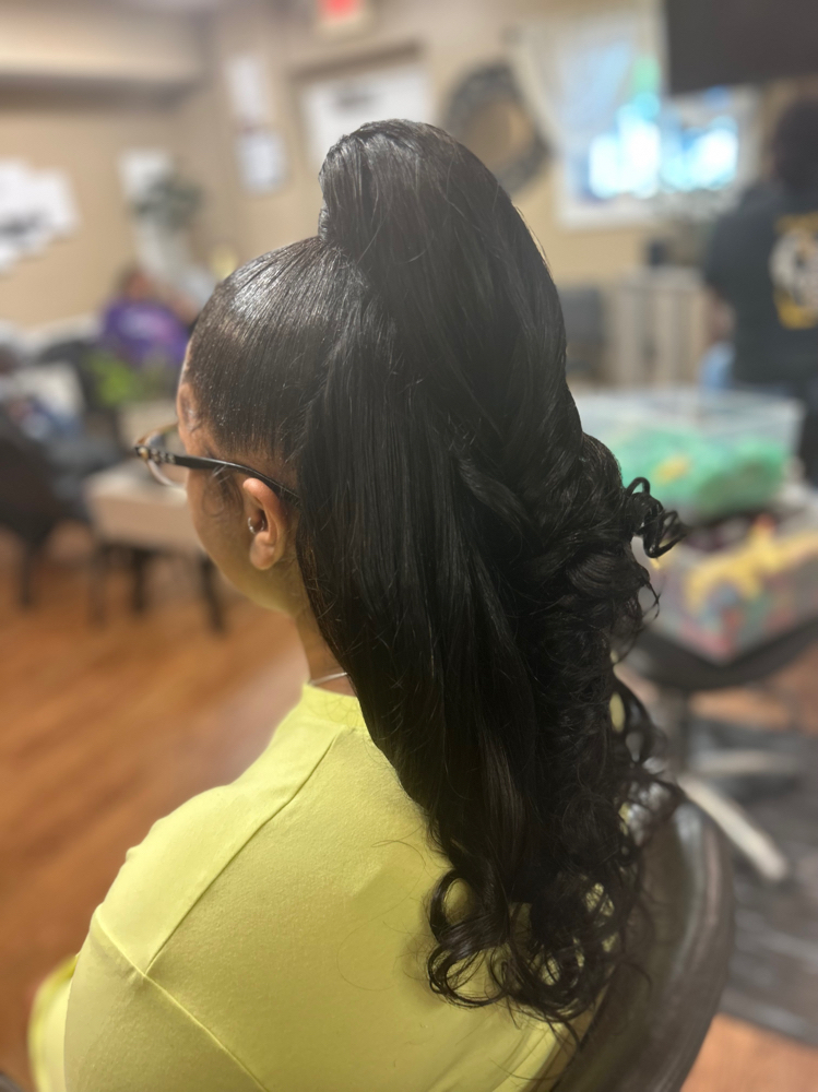 Half Up Half Down (glue) W/ponytail