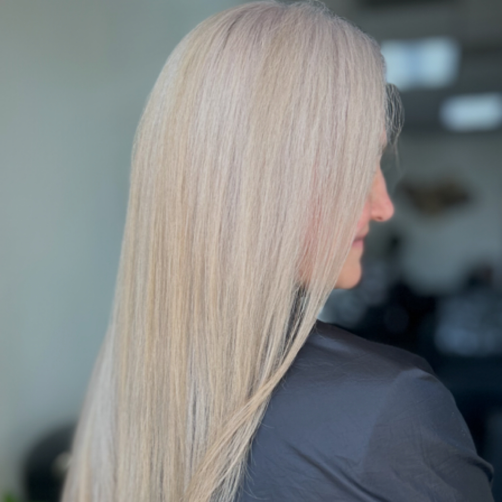 Grey Blend Custom Process at Hidden Gem- Lash, Beauty, & Hair Lounge in Biloxi, MS