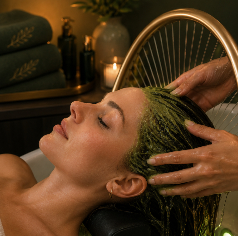 Matcha Head Spa Scalp Detox Mask at KayVita Wellness Spa in Tampa, FL