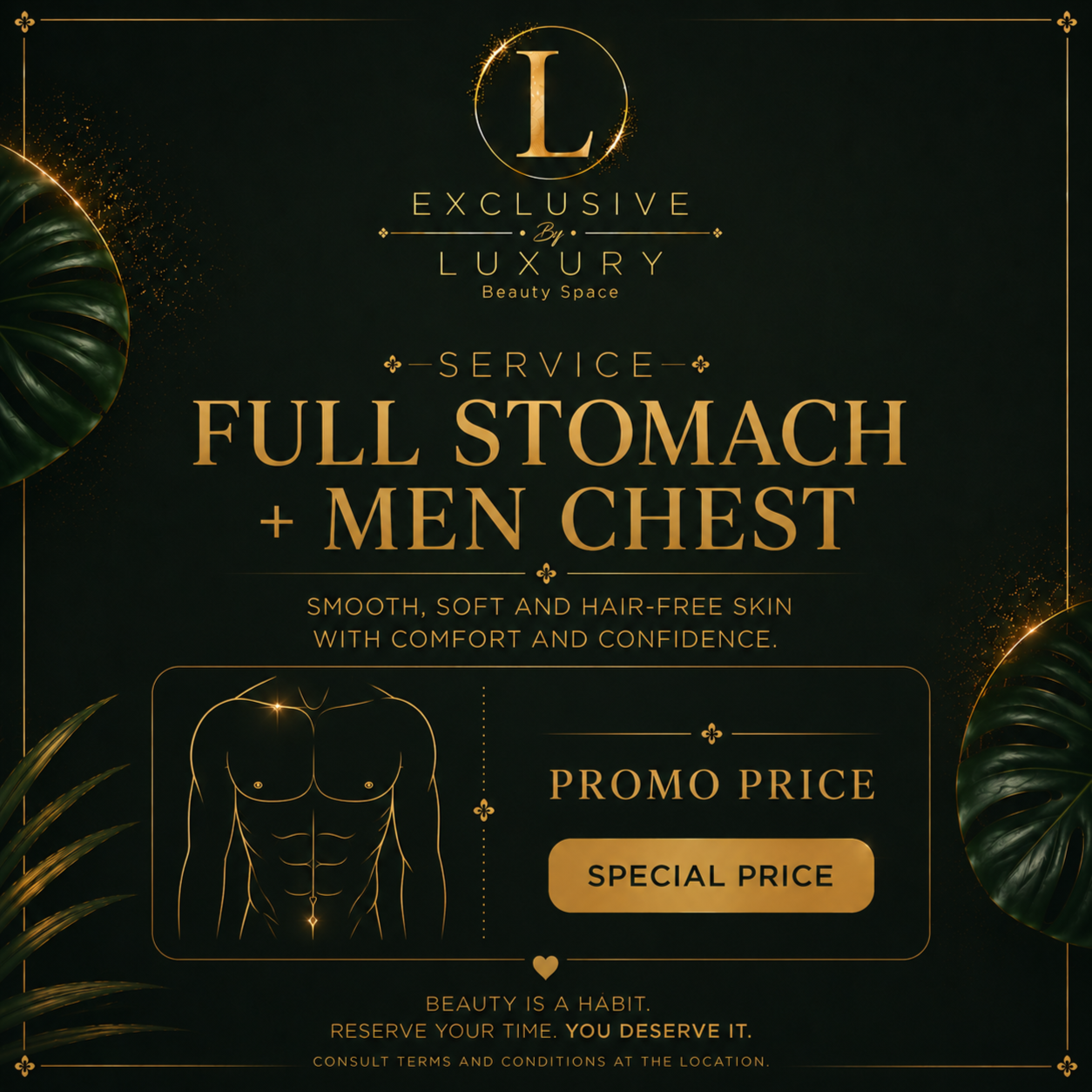 Full Stomach + chest Men Promo at Exclusive by luxury beauty space in Elizabeth, NJ