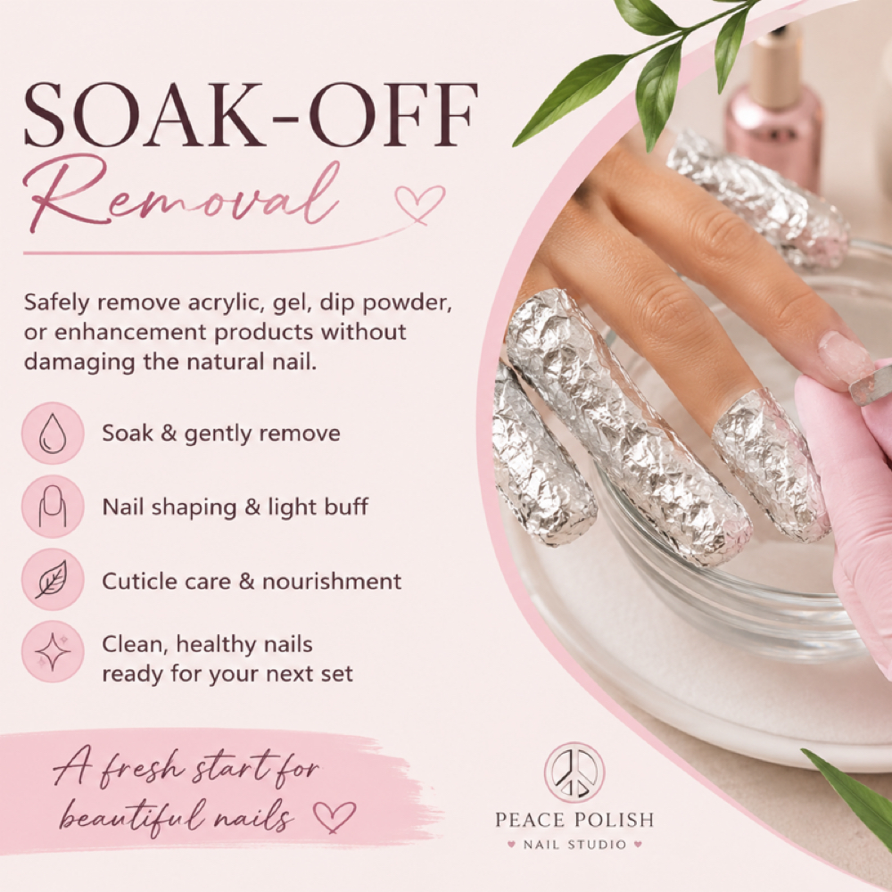 Soak-Off Removal at Peace & Polish Nails by Lacey in Deer Park, WA