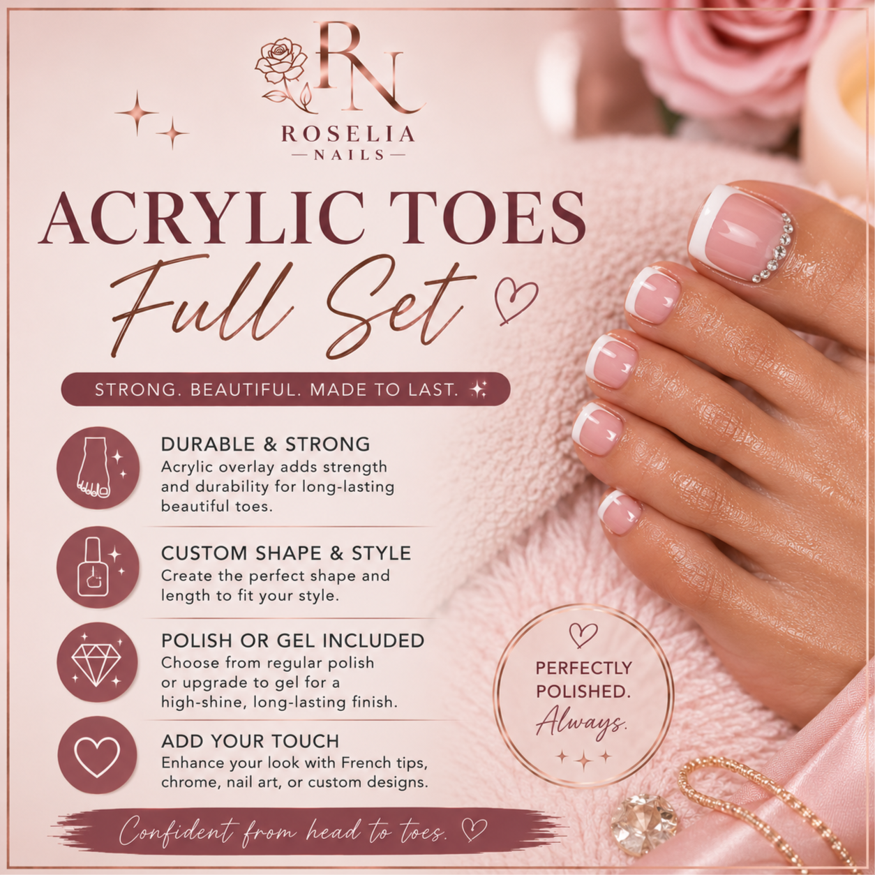 Acrylic Toes Full Set at Roselianails in Temple, TX