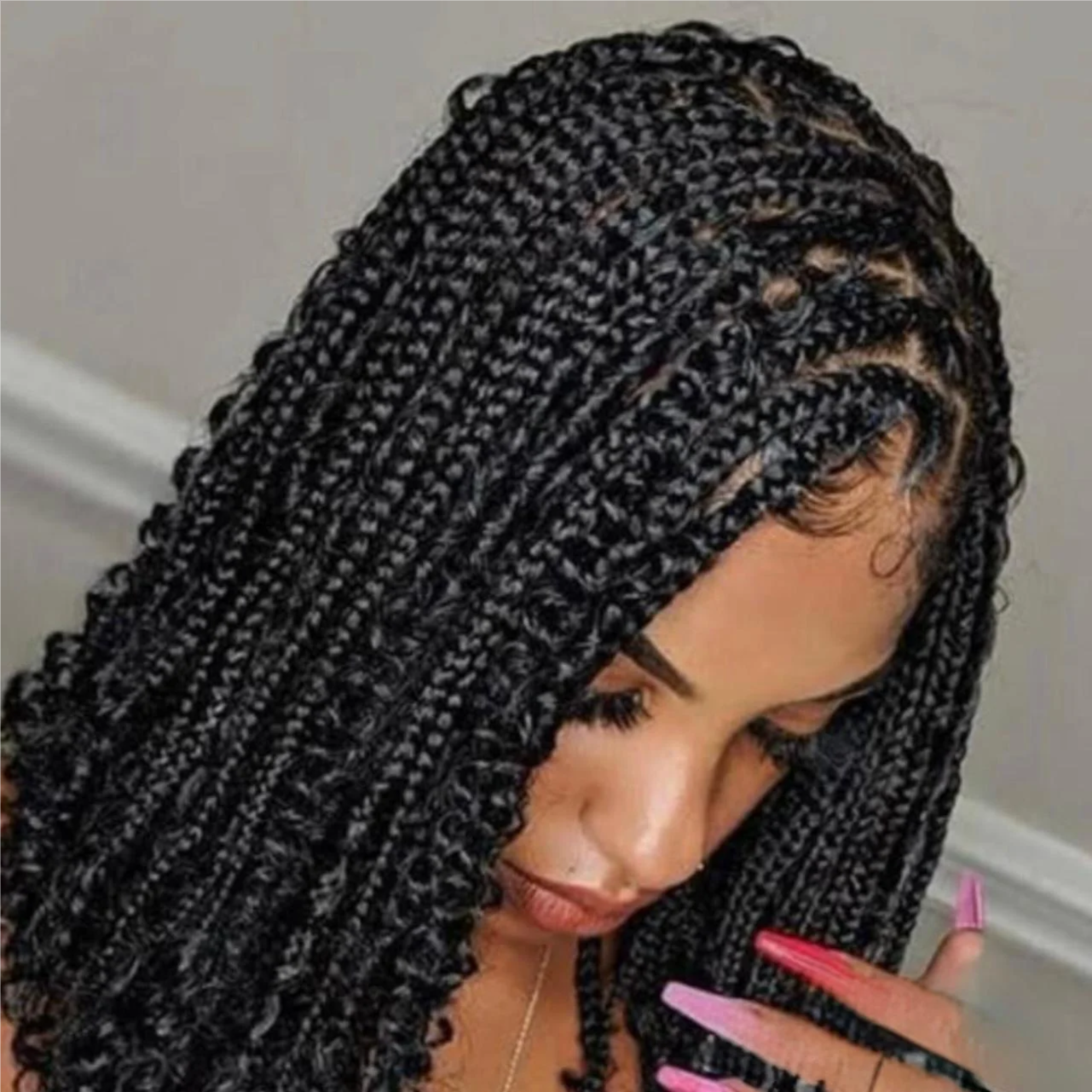 Med Boho Knotless Braids H-included at Hollywood Soul Salon Ouchlesshairbraiding in San Diego, CA