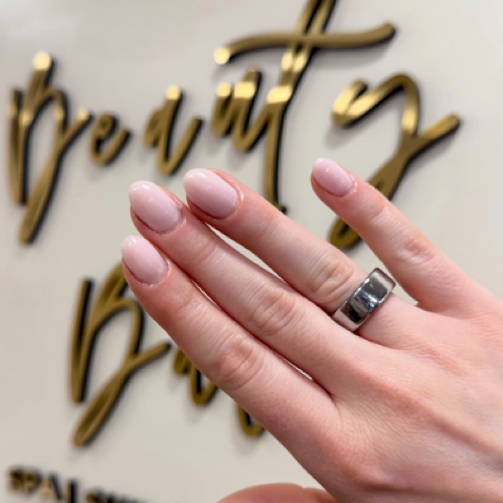 Hard Gel Overlay Manicure at 7 1 8 Beauty Bar in Hoboken, NJ