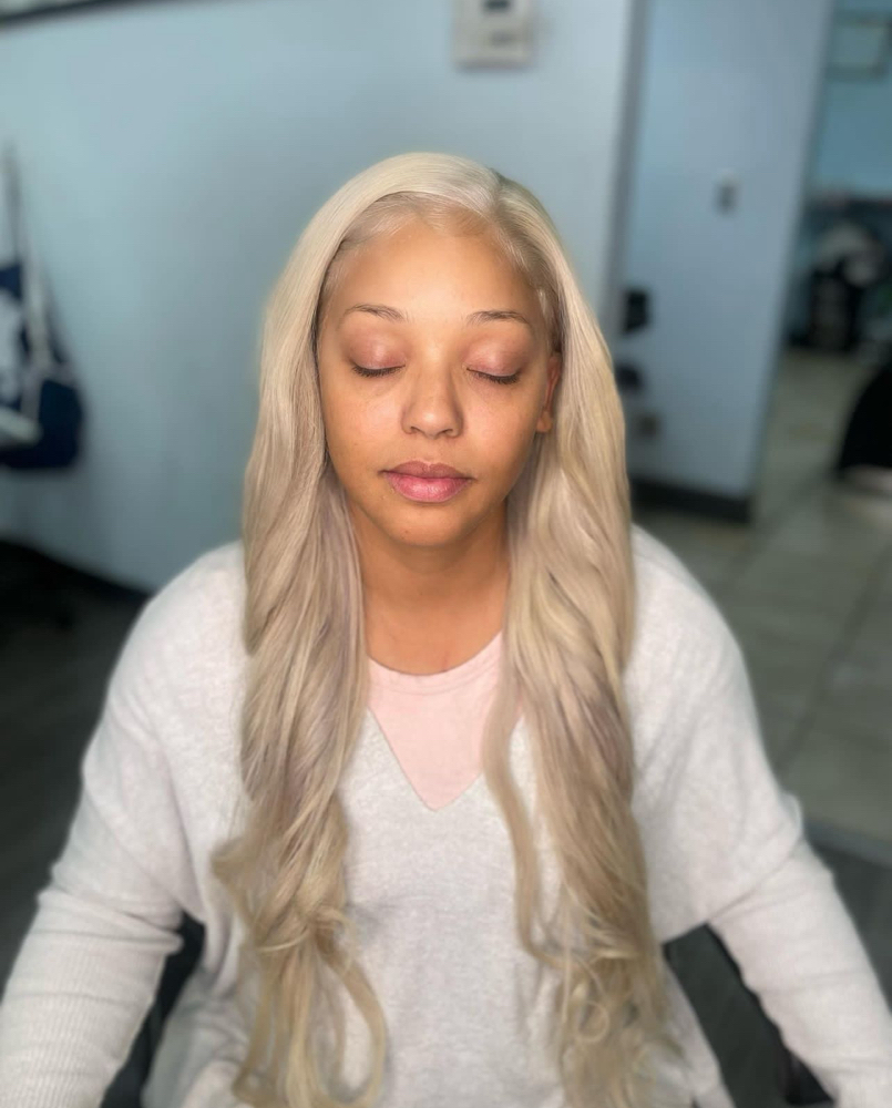 Platinum Frontal Install (custom) at QueenDi Beauty in Los Angeles, CA