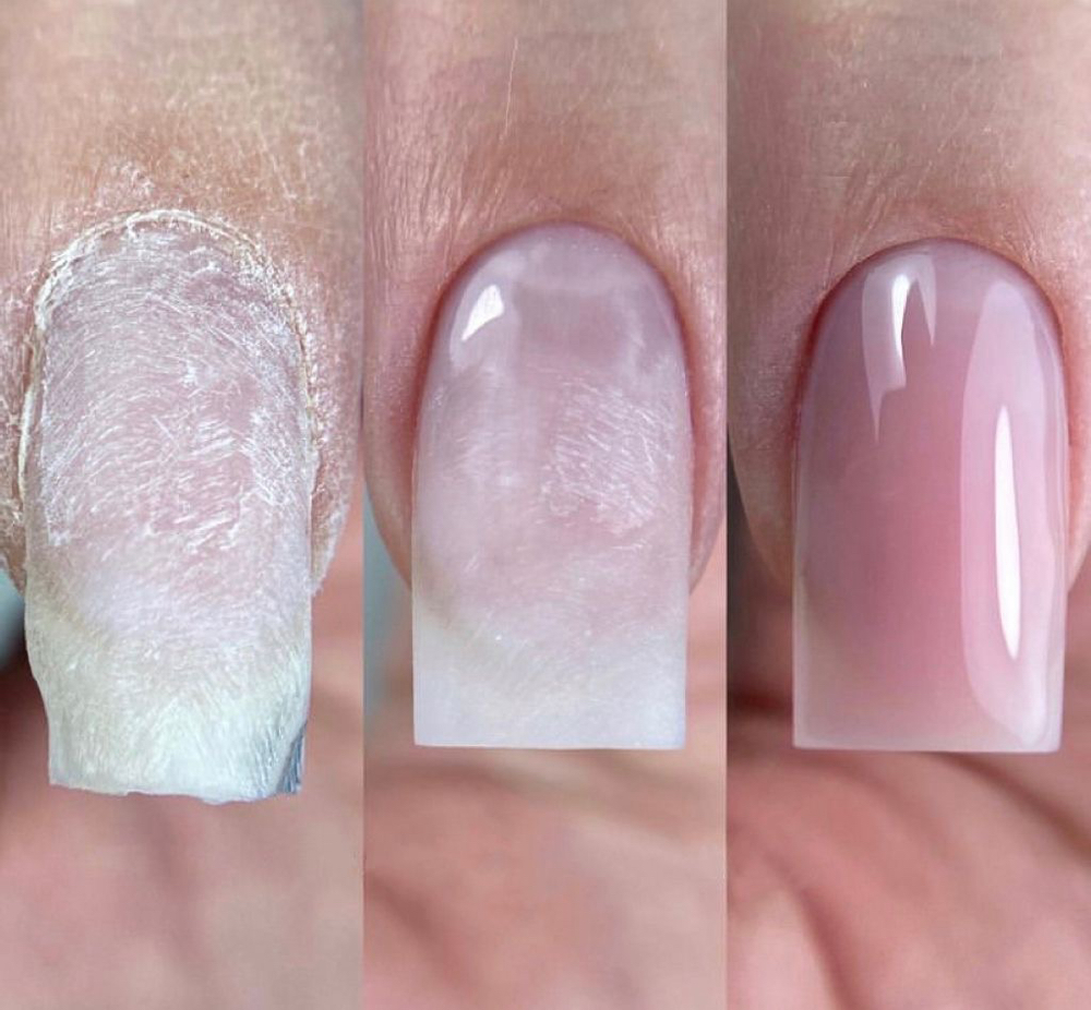 Polygel strengthening (long nails)