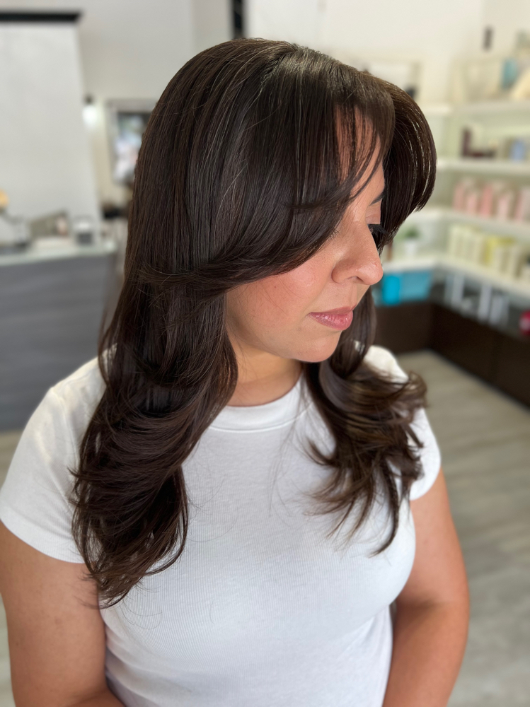 Below Shoulder Haircut W/Blowout