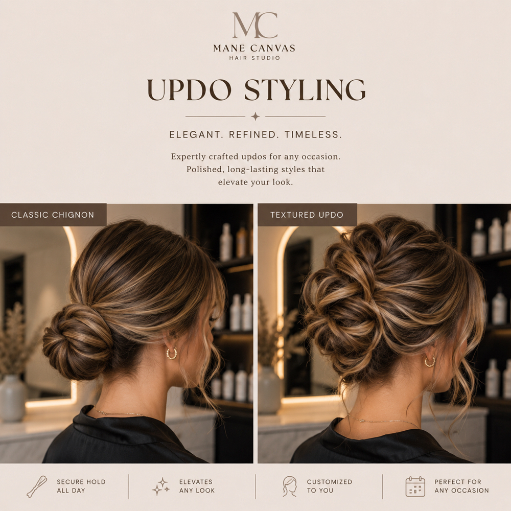 Updo Hairstyles at Mane Canvas Hair Studio in Helotes, TX