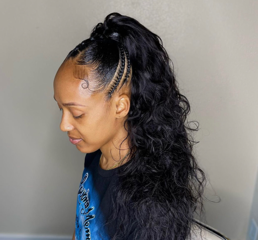 Sleek Ponytail Install w/ Braids
