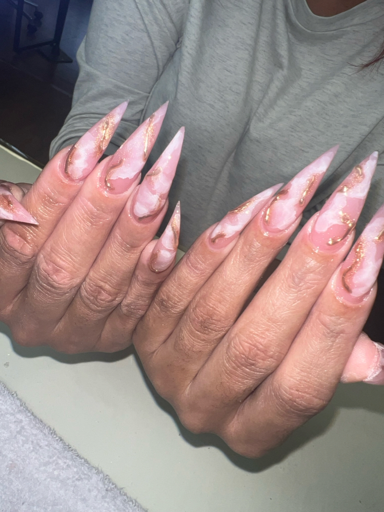 Refill:Pink-nude-white at Double Digit Nails in Gretna, LA