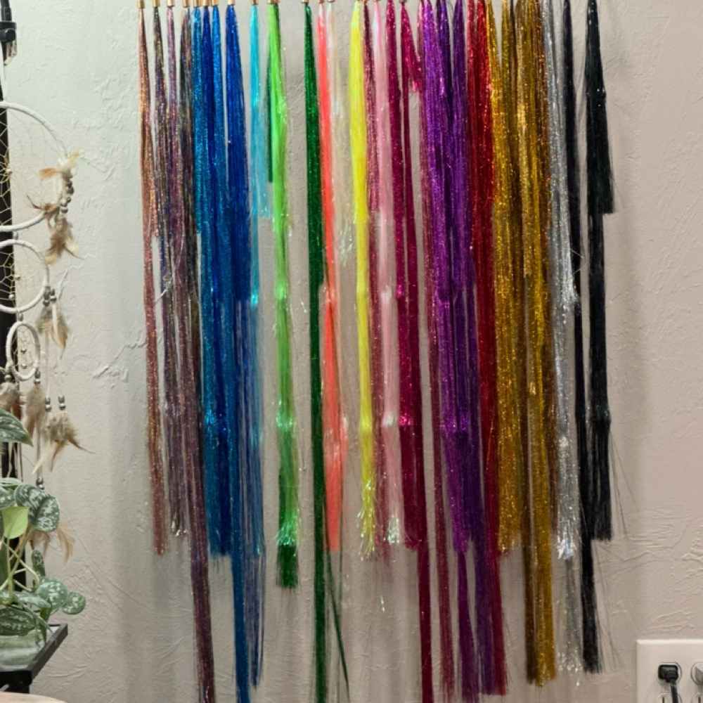 Hair Tinsel (3 Bead Bundle) at Hair By Kasi Hoover in Yukon, OK