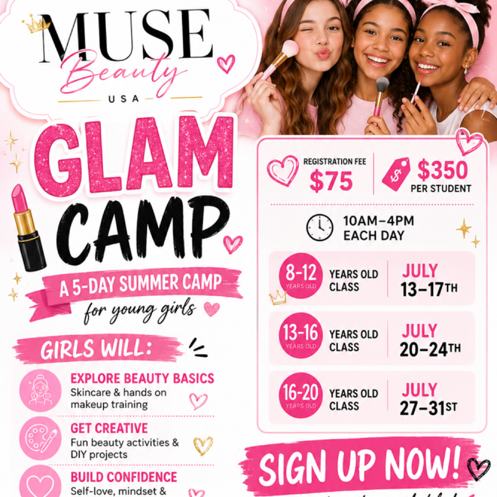Summer Glam Camp (13-16yo) at Muse Beauty USA in Charlotte, NC