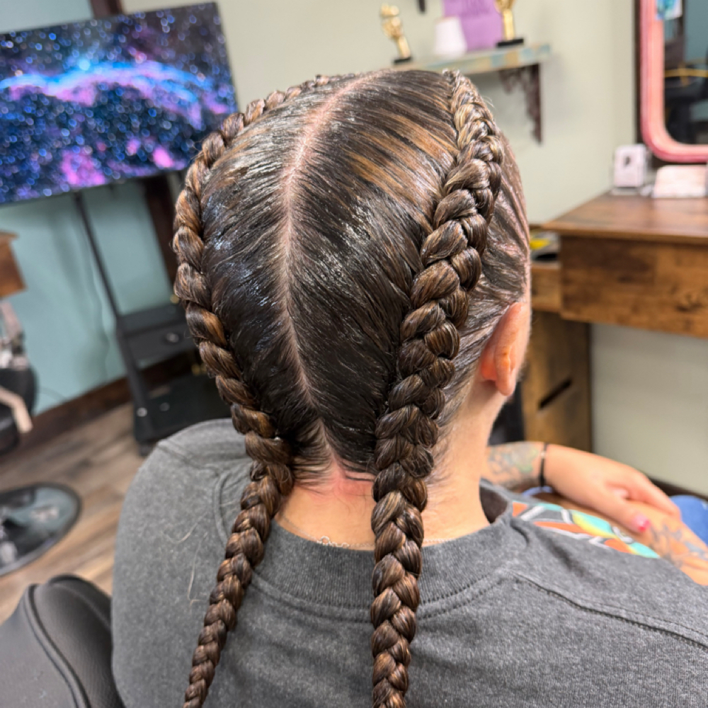 2 Natural Dutch Braids at Blended Edge Salon in Great Falls, MT