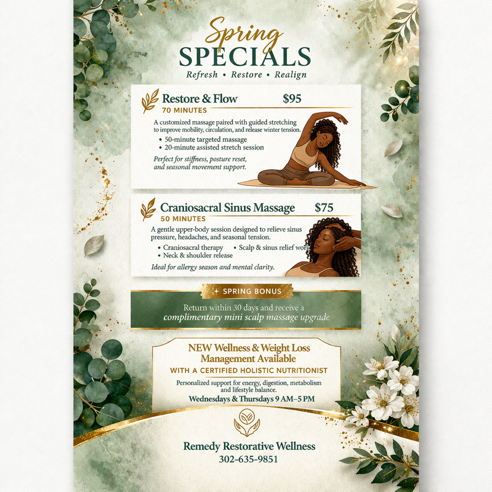 Spring Specials at Remedy Restorative Wellness in Wilmington, DE