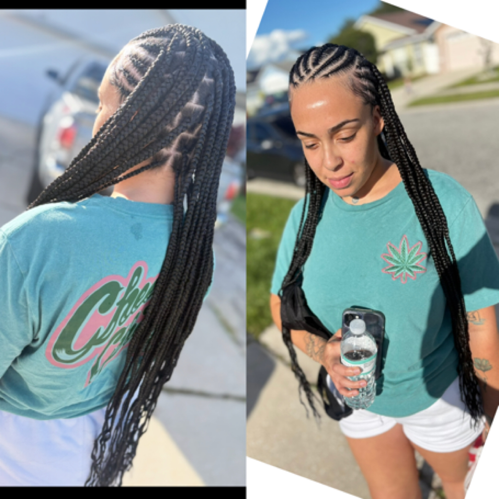 Fulani Knotless Medium Braids at Perla’s Nails in Orlando, FL