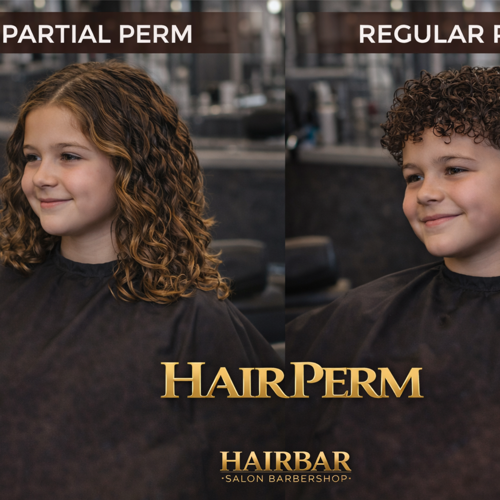 Kids Perm (Full) at HairBar Salon BarberShop in Cross Roads, TX