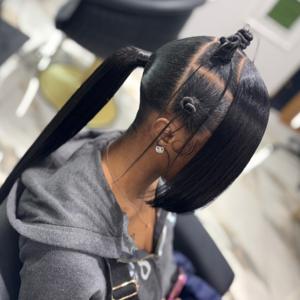 Bantu Knots W/ponytail & Bang at Hands Of Beauty By Kevionna in Racine, WI
