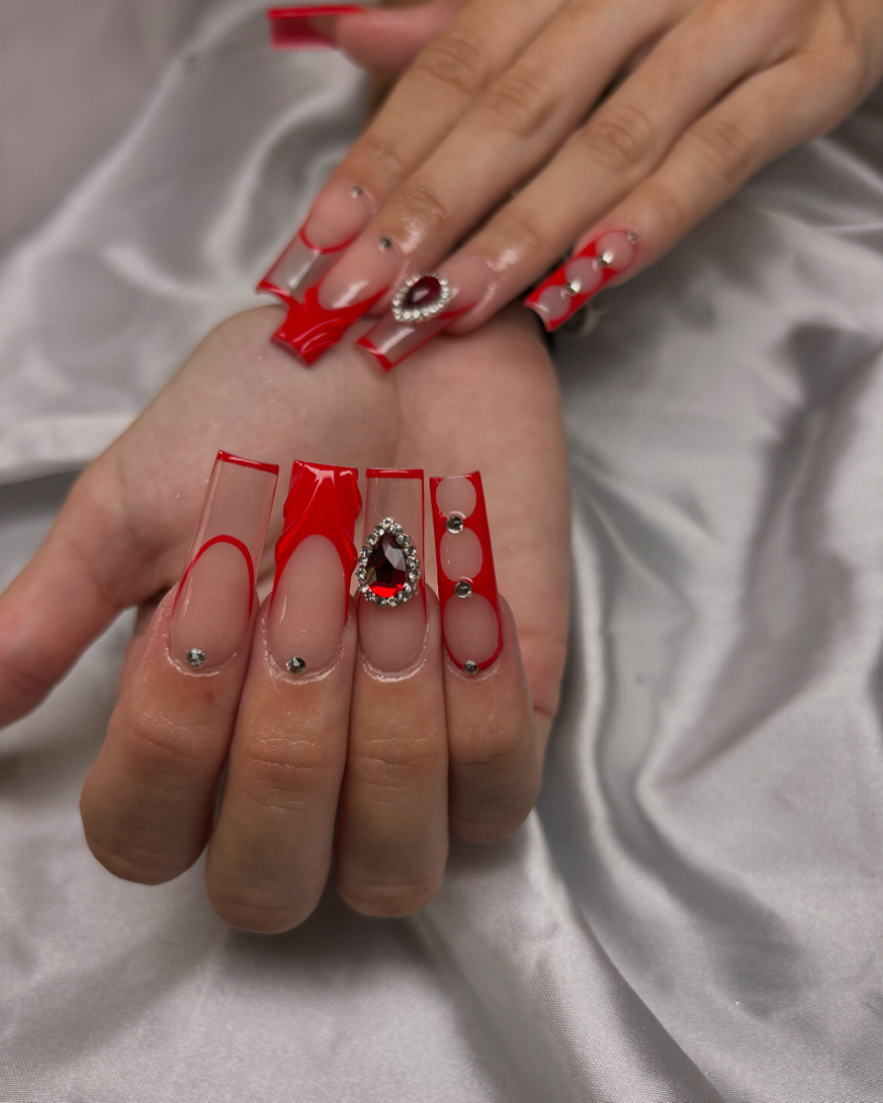 Long Nails With Gems & Design