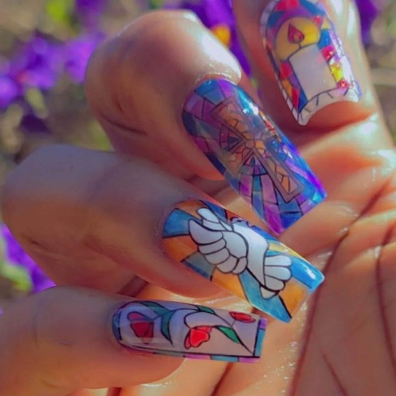Stained glass nail art at LalaMobileNails
