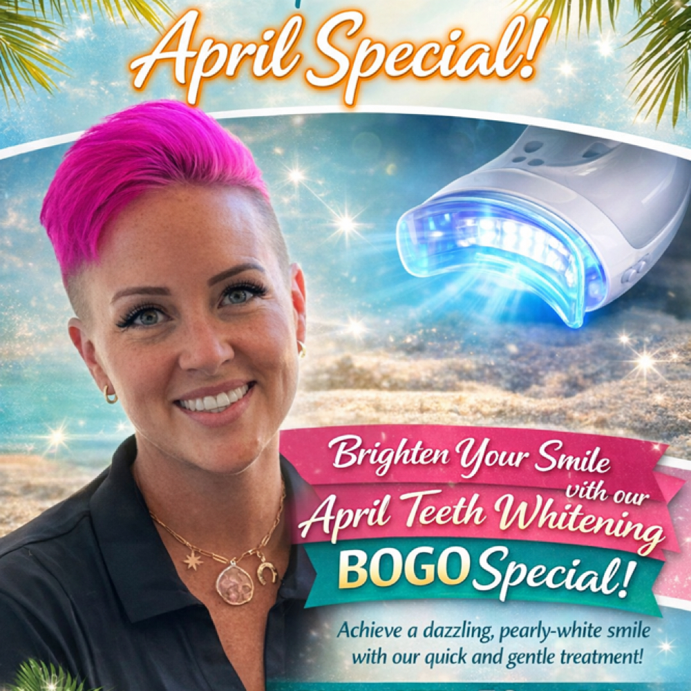 April Teeth Whitening BOGO Special at Hourglass Beauty Bar in Vacaville, CA