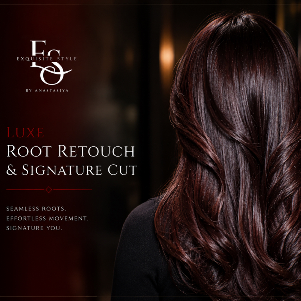 Luxe Root Retouch & Signature Cut at Exquisite Style By Anastasiya in Carefree, AZ