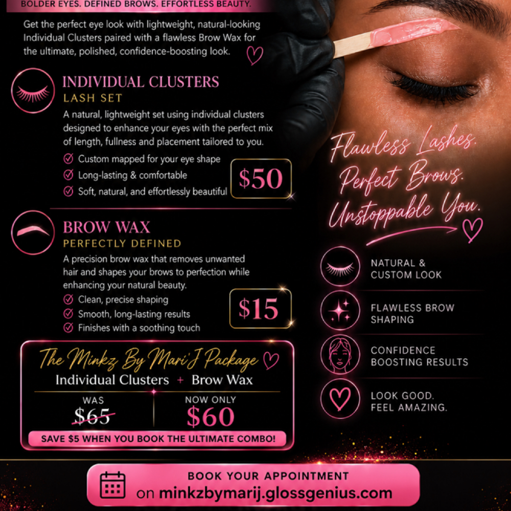 Individual Cluster&Brow wax at Minkz By Mari’J Lash Atelier in East Point, GA