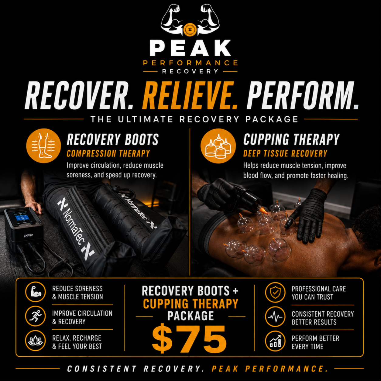 Recovery Boots + Cupping Therapy at Peak Performance Recovery in Hockley, TX