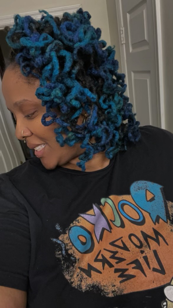 Loc Color (no Bleach), Retwist, Sty
