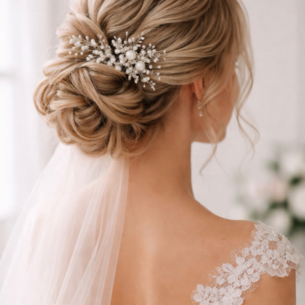 Bridal Updo at Sharp & Shaded in Schaumburg, IL