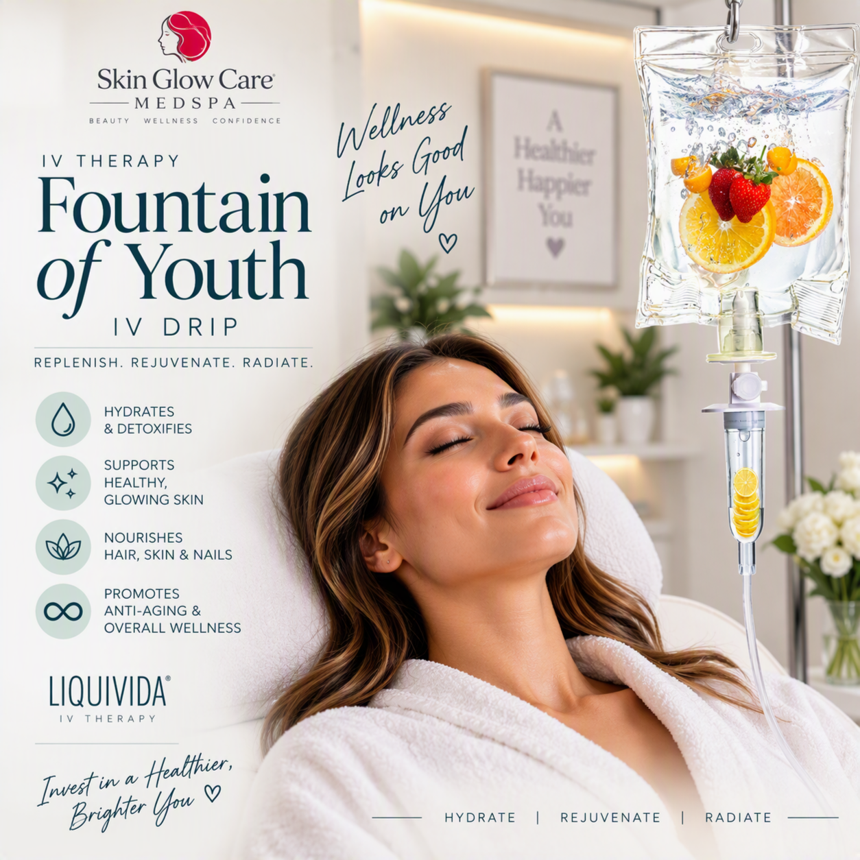 The Fountain of Youth Drip at Skin Glow Care MedSpa in Modesto, CA