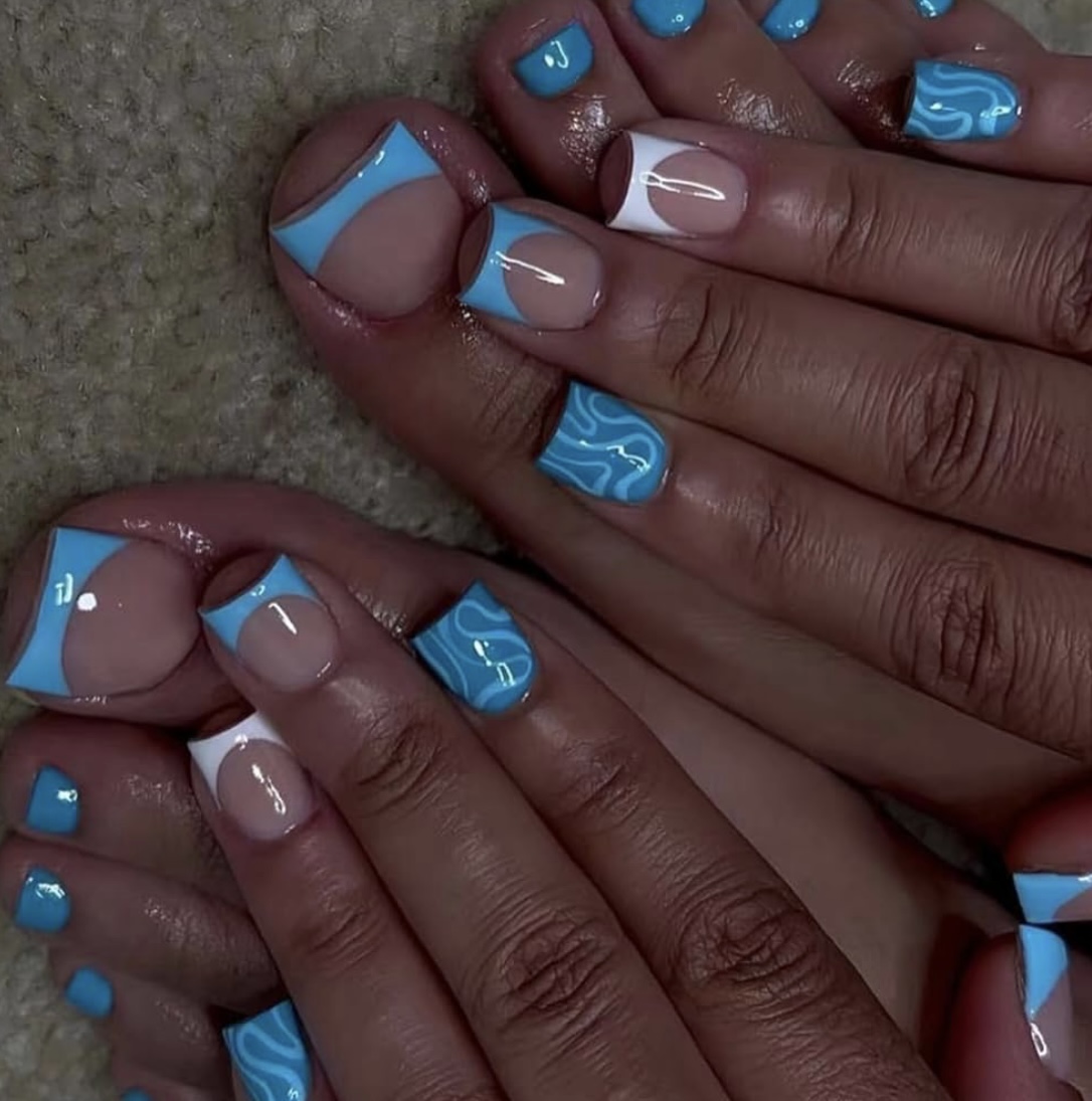 "Mani Pedi French with a Twist!"