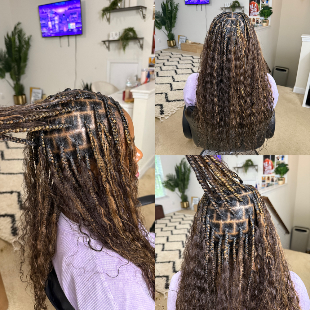 Smedium Boho Knotless Braids at Braids By Samantha in Charlotte, NC