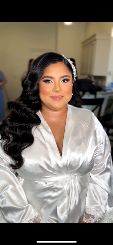 Bridal hollywood waves + makeup