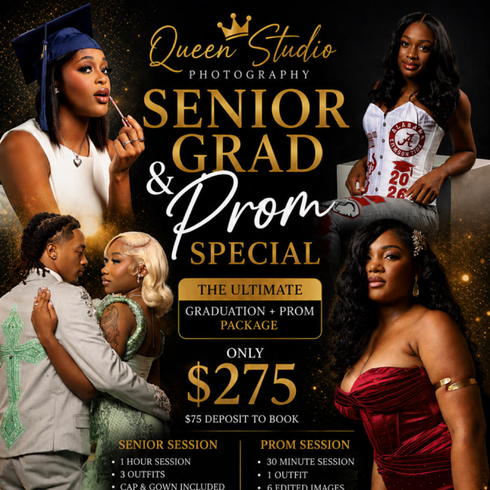 Senior graduation & prom special at Queen Studio Photography in Jacksonville, AL
