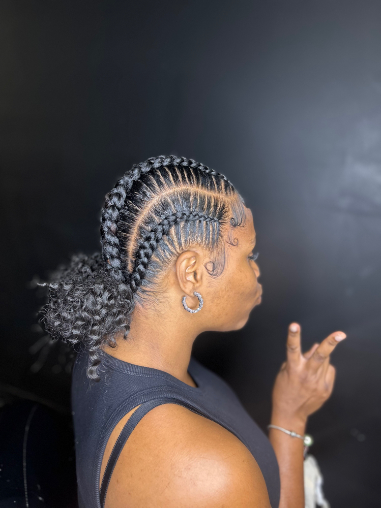 4 stitch braids with 2 buns