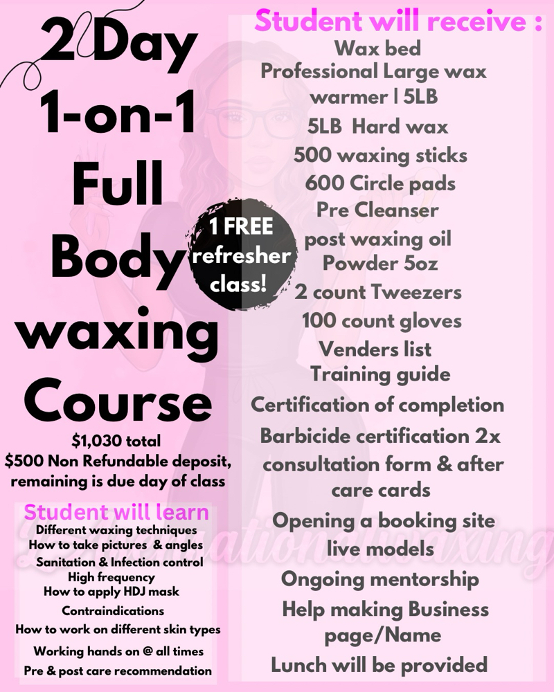 1:1 FULL BODY WAX  TRAINING / 2 Day