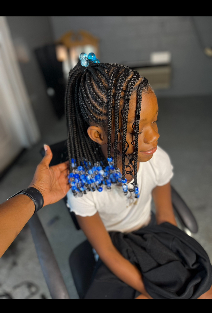Kid Braided Ponytail W/ Beads