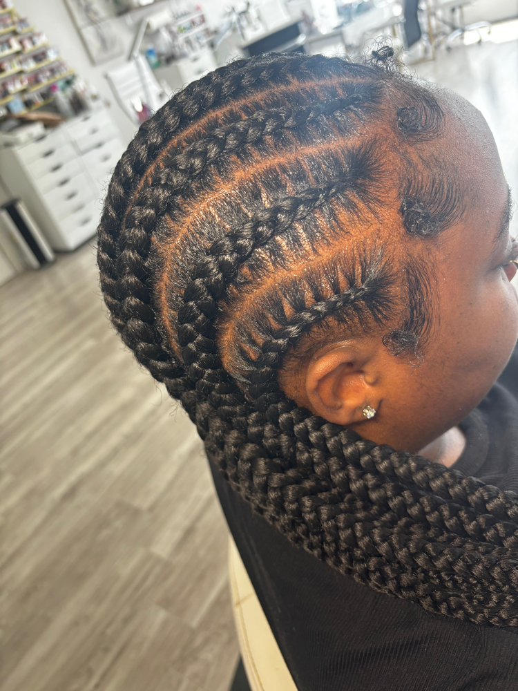 6 Stitch Braids W/ Added Hair