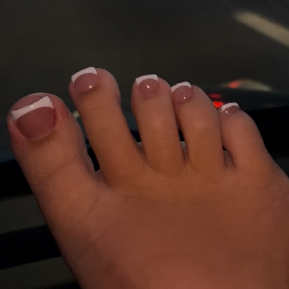 French Tip Acrylic Toes at ExoticsbyAves in Austin, TX