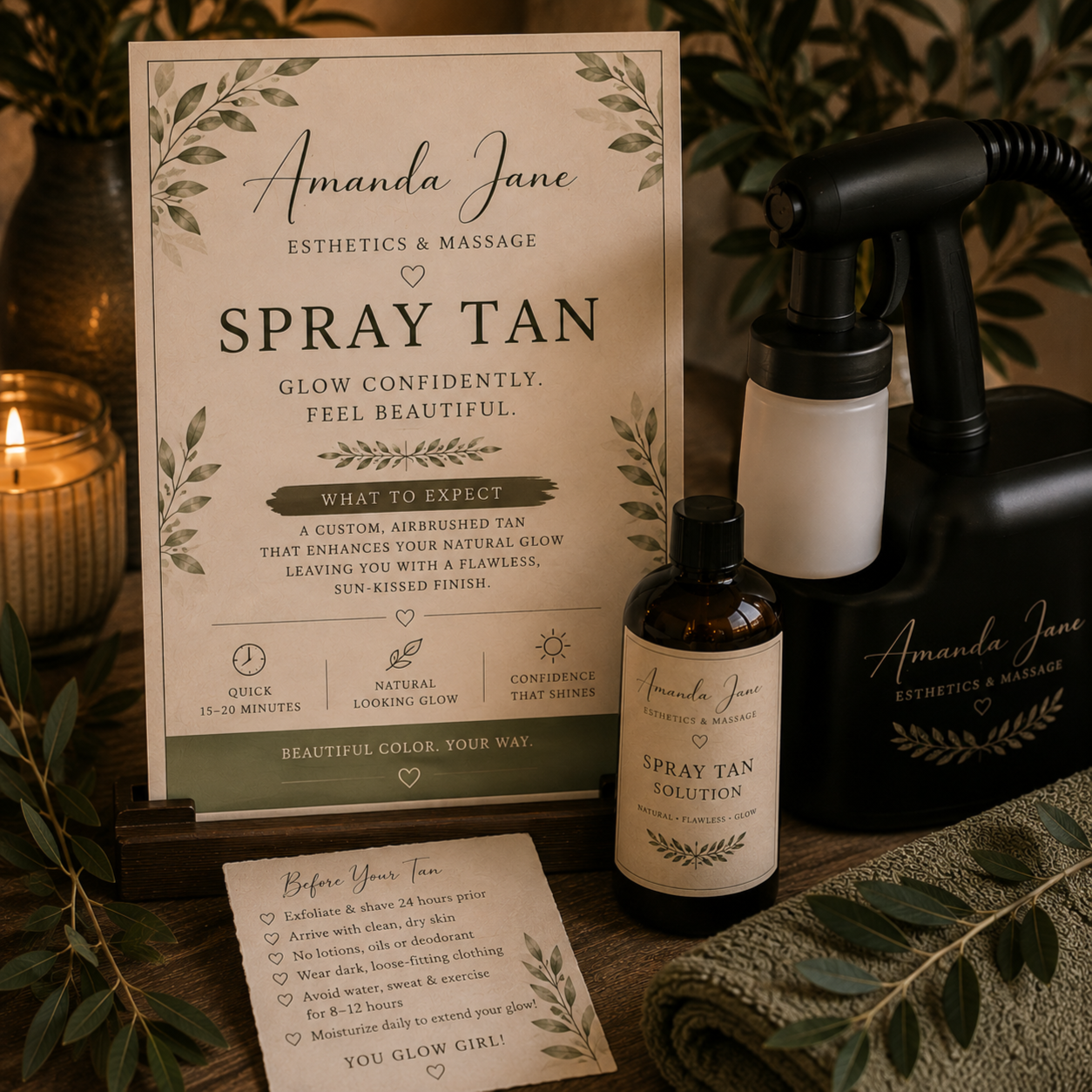 Little Broke Bestie spray tan at Amanda Jane Esthetics & Massage in Salado, TX
