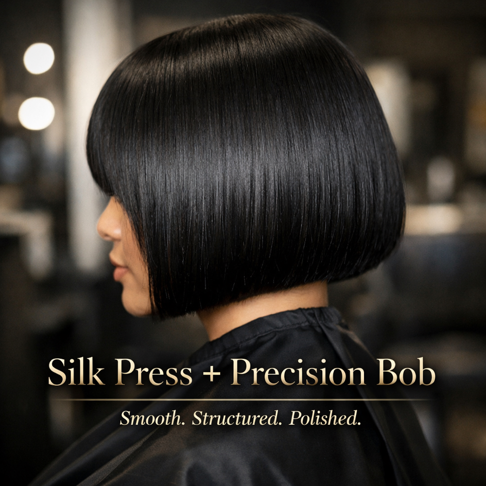 Signature Silk Press+Precision Bob at HFS Trichology & HeadSpa Inc. in Stockton, CA