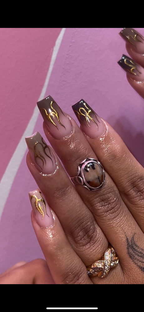 Airbrush Ombre With Chrome Flames