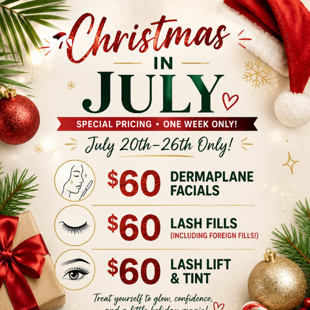 Christmas In July Dermaplane Facial at Lash Dealer Beauty Studio in Andover, KS