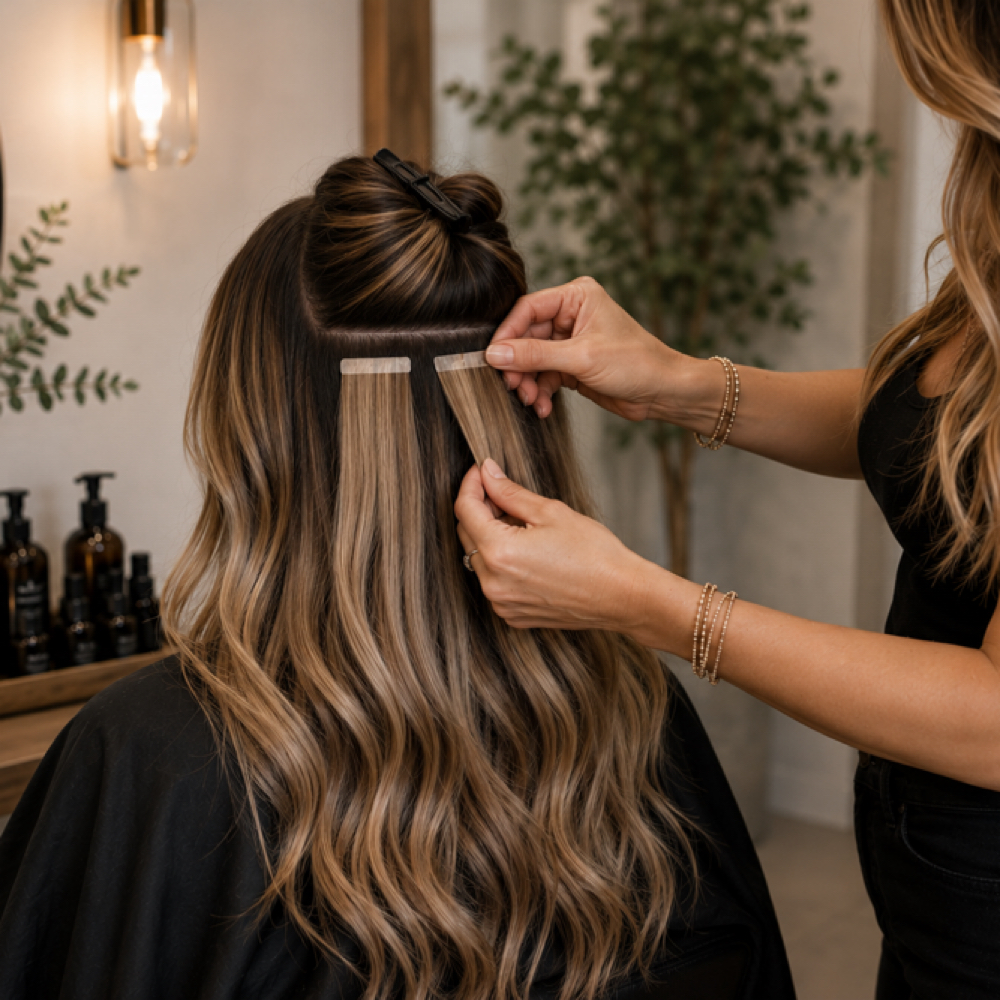 Tapein Hairextentions Application at Robyn Nicole Salon in Simi Valley, CA