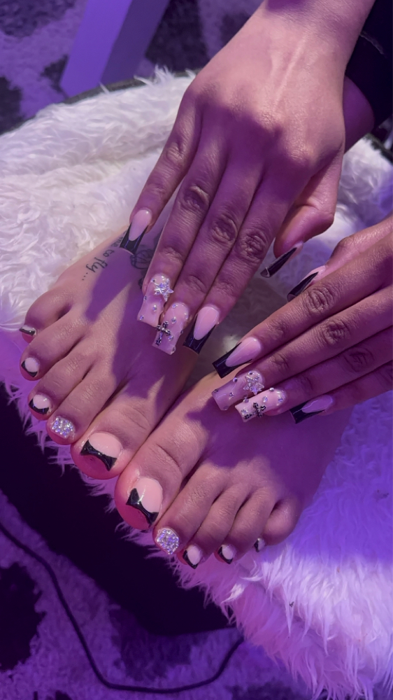 LONG ACRYLIC NAILS + TOES BUNDLE